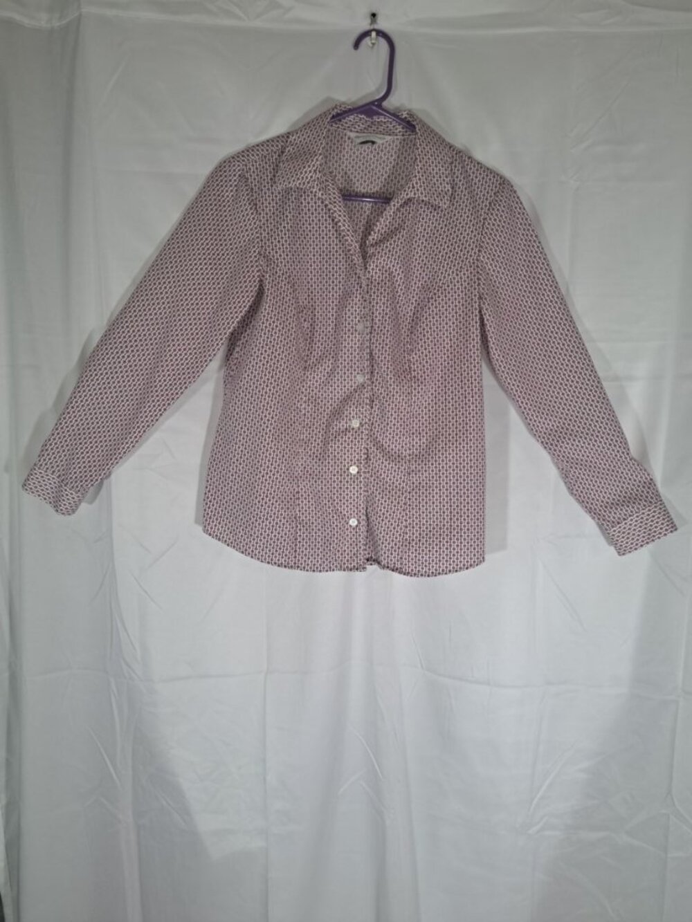 Christopher & Banks Geometric Print 100% Cotton Button Down, Size P/S